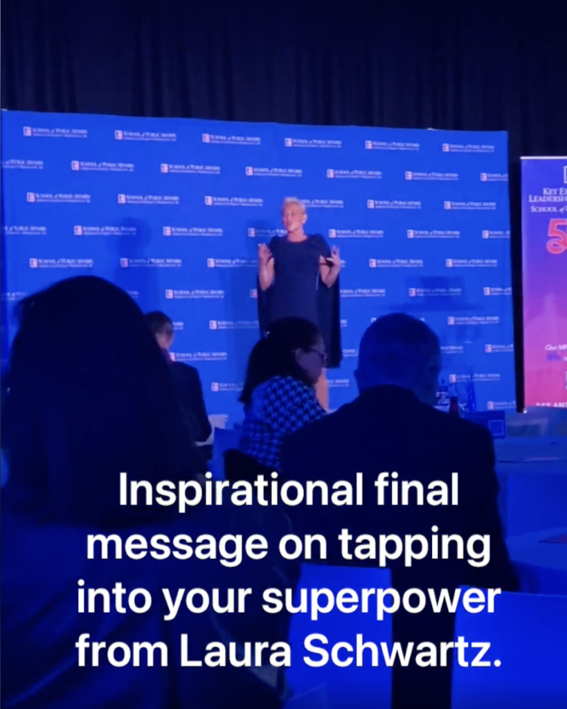 laura schwartz delivers her keynote "activating your superpowers" at the american university key leadership program